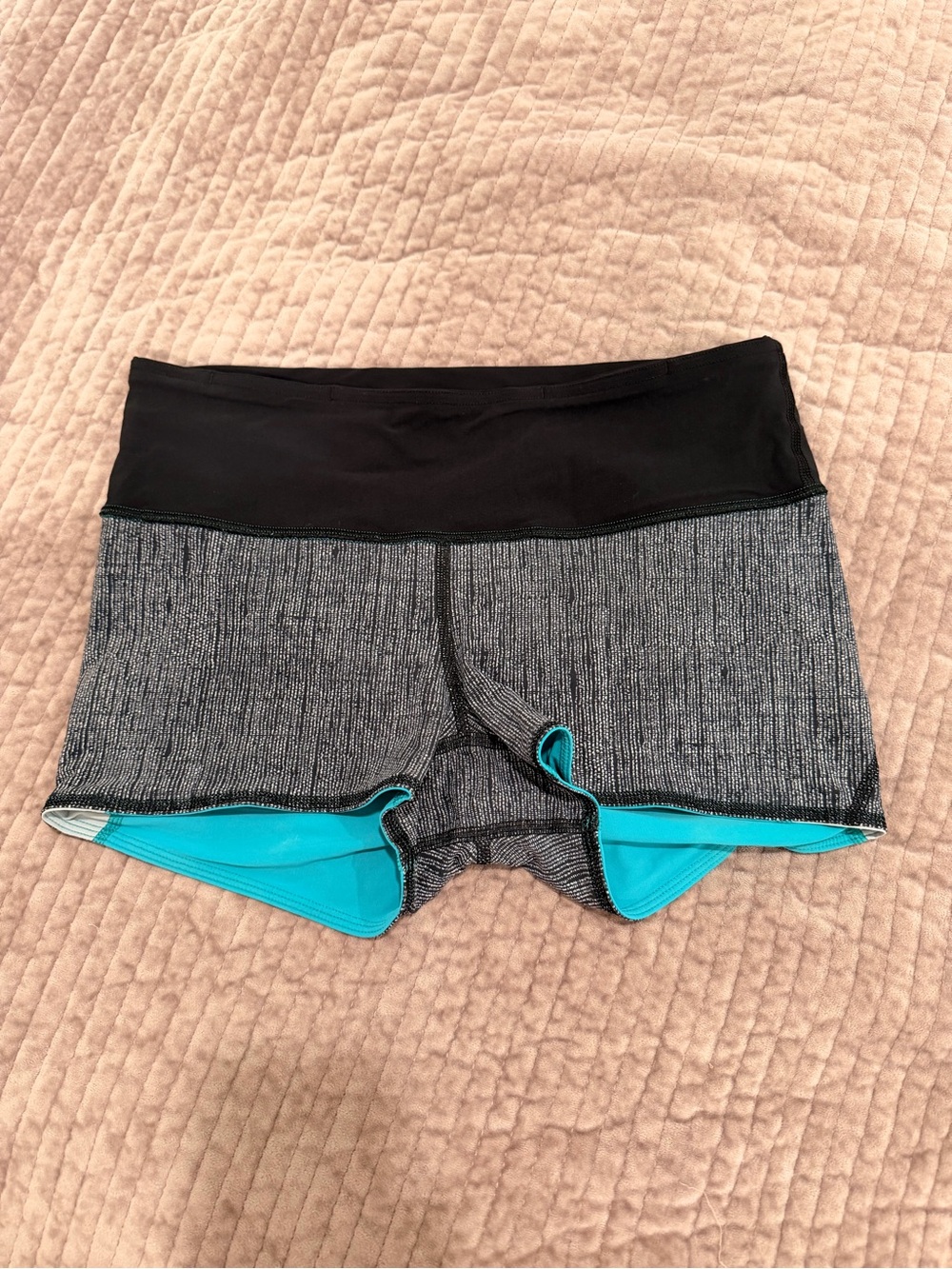 lululemon athletica Black & Teal Layered Athletic Shorts